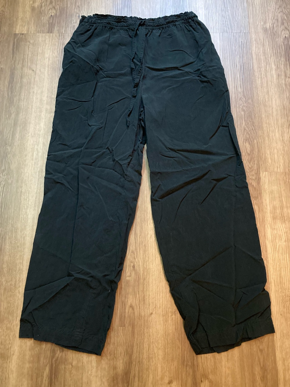 Rafaella Black 100% Silk Drawstring Pants Medium